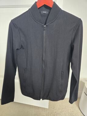 Theory Men's bomber jacket full-zip front with ribbed-knit collar XS - Black